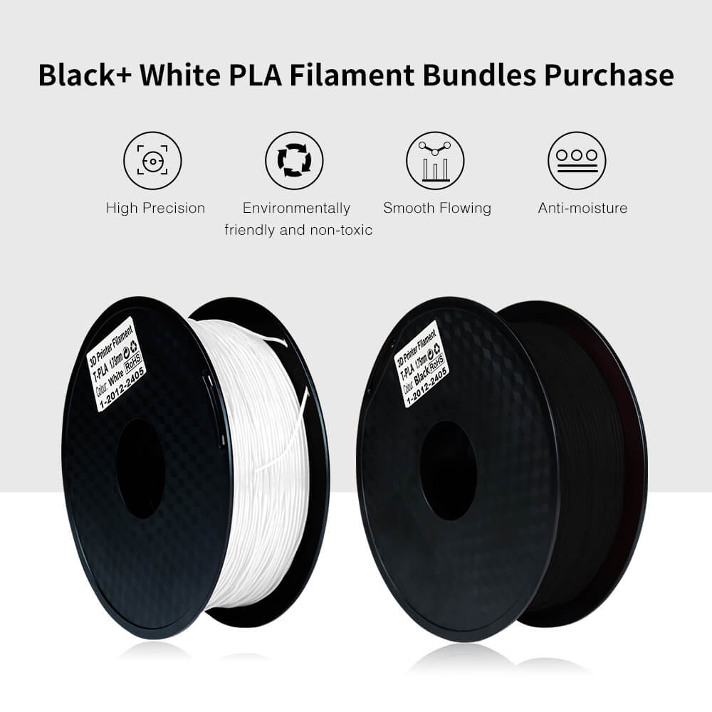 1.75mm PLA+ Filament White+Black Bundle Price at $42